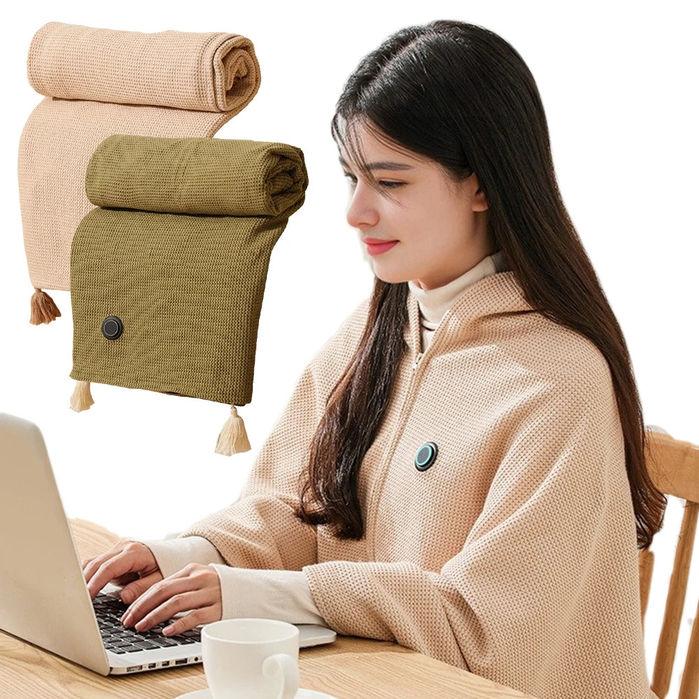 Wearable Heating Electric Blanket Shawl USB Heated Blanket Shawl Portable Body Warmer Blanket for Home Office
